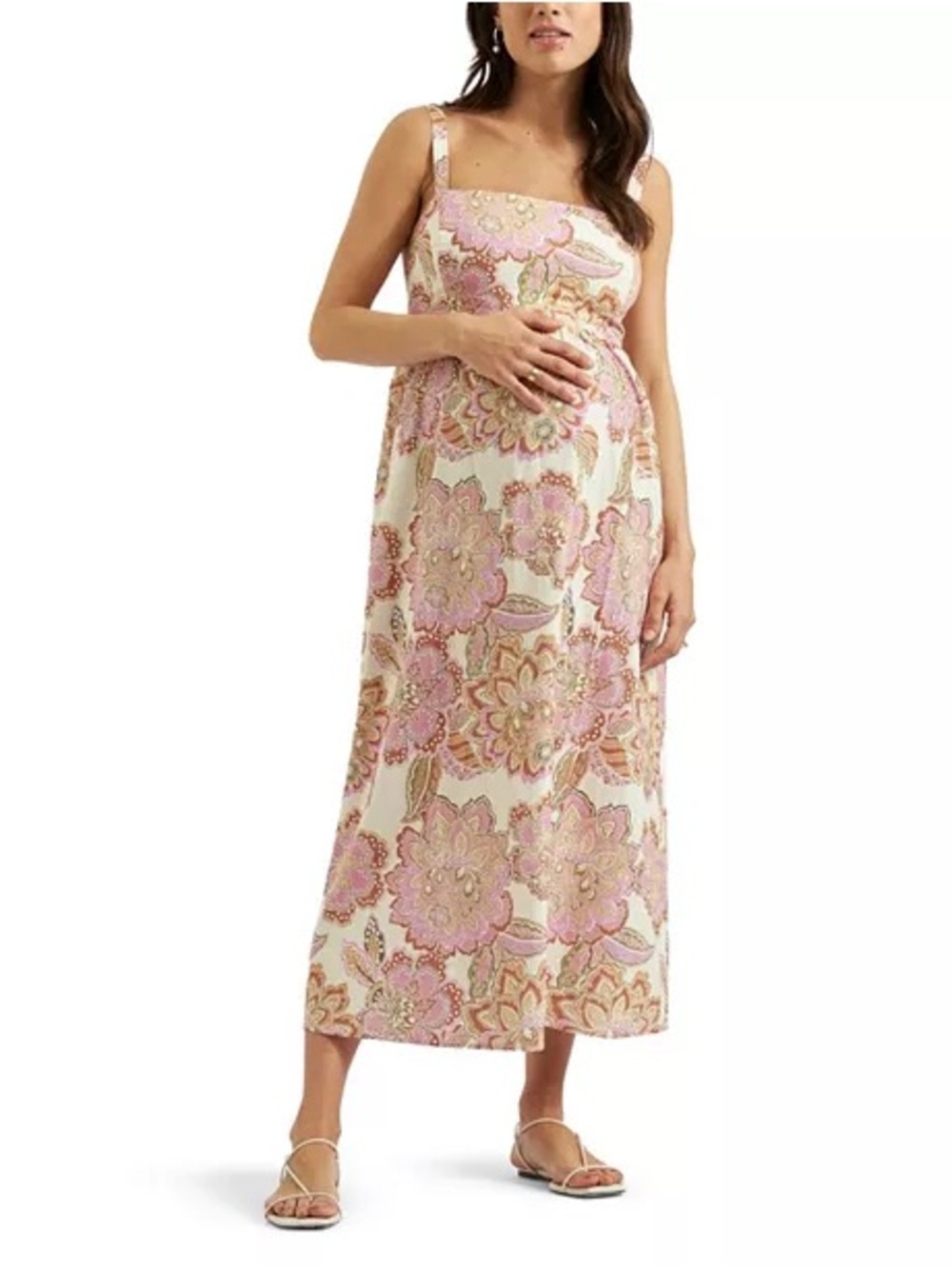 Ripe Maternity hope tie back linen maxi dress size small